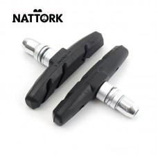 Bike Brake Pads Set, 2 Pairs Road Mountain Bicycle V-Brake Blocks Shoes with Hex Nut and Shims, No Noise No Skid, 70mm
