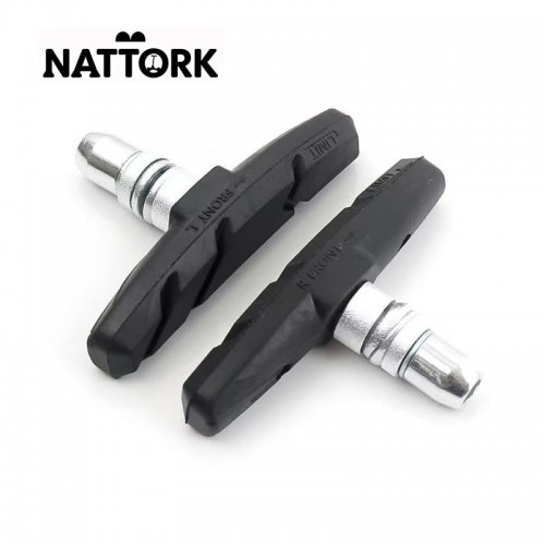 Bike Brake Pads Set, 2 Pairs Road Mountain Bicycle V-Brake Blocks Shoes with Hex Nut and Shims, No Noise No Skid, 70mm